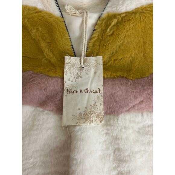 Hem & Thread Women’s Small Sherpa Pullover Cream Chevron Quarter Zip NWT - Picture 5 of 10